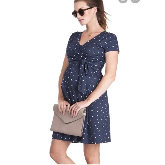 white christmas dresses Luxe by Seraphine navy maternity dress